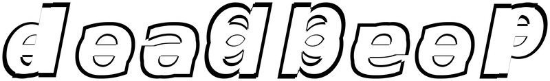 Ambigram for deadbeef in Dejavusans-boldoblique